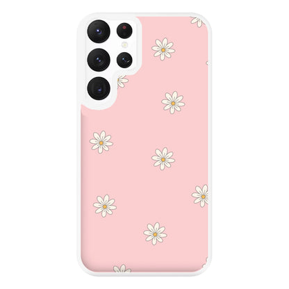 Dusty Pink Daisy Pattern Phone Case for Galaxy S22 Ultra