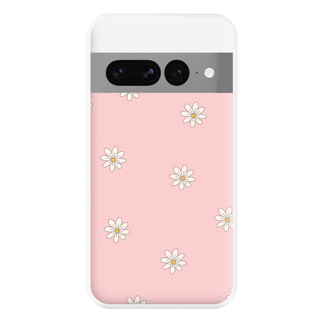 Dusty Pink Daisy Pattern Phone Case for Google Pixel 7 Pro
