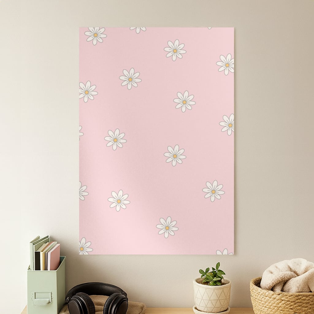 Dusty Pink Daisy Pattern Poster