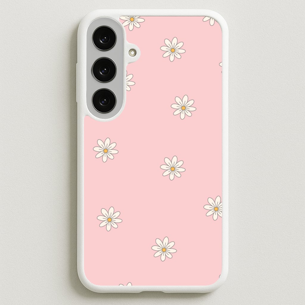 Dusty Pink Daisy Pattern Phone Case for Galaxy S25FE