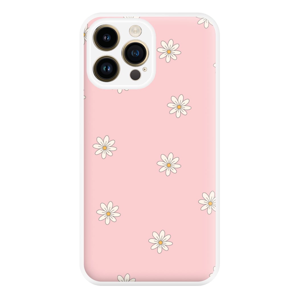 Dusty Pink Daisy Pattern Phone Case for iPhone 14 Pro Max