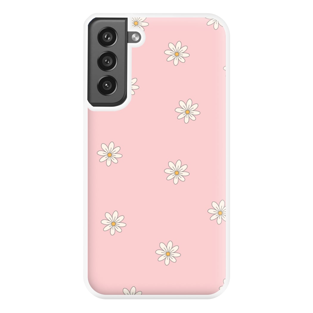 Dusty Pink Daisy Pattern Phone Case for Galaxy S21FE