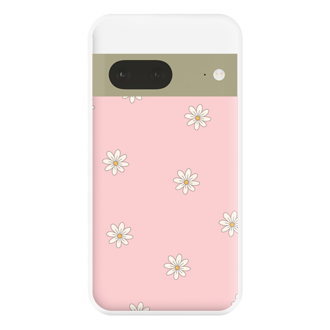 Dusty Pink Daisy Pattern Phone Case for Google Pixel 7a