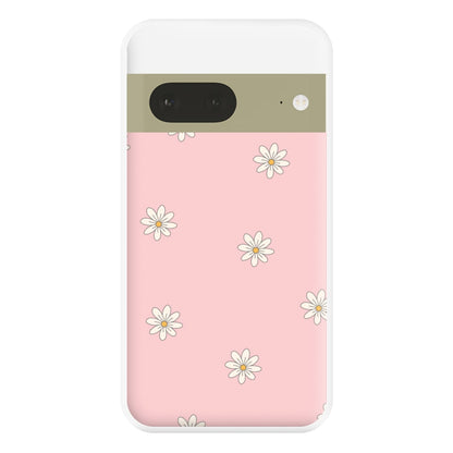 Dusty Pink Daisy Pattern Phone Case for Google Pixel 7a