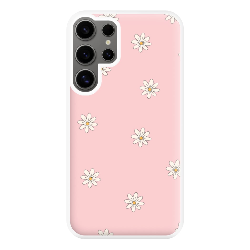 Dusty Pink Daisy Pattern Phone Case for Galaxy S24 Ultra