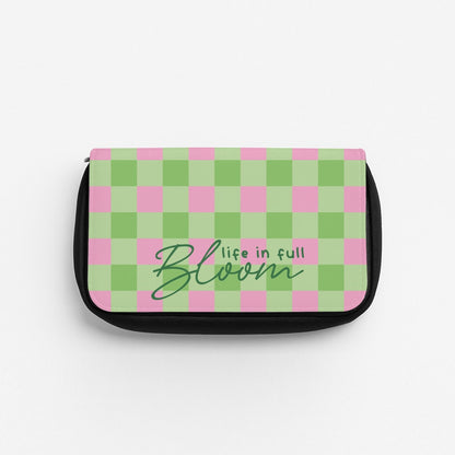 Life In Full Bloom Checkered Pencil Case