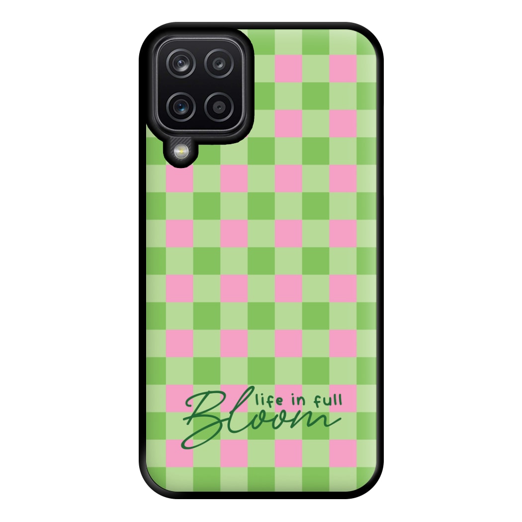 Life In Full Bloom Checkered Phone Case for Galaxy A12
