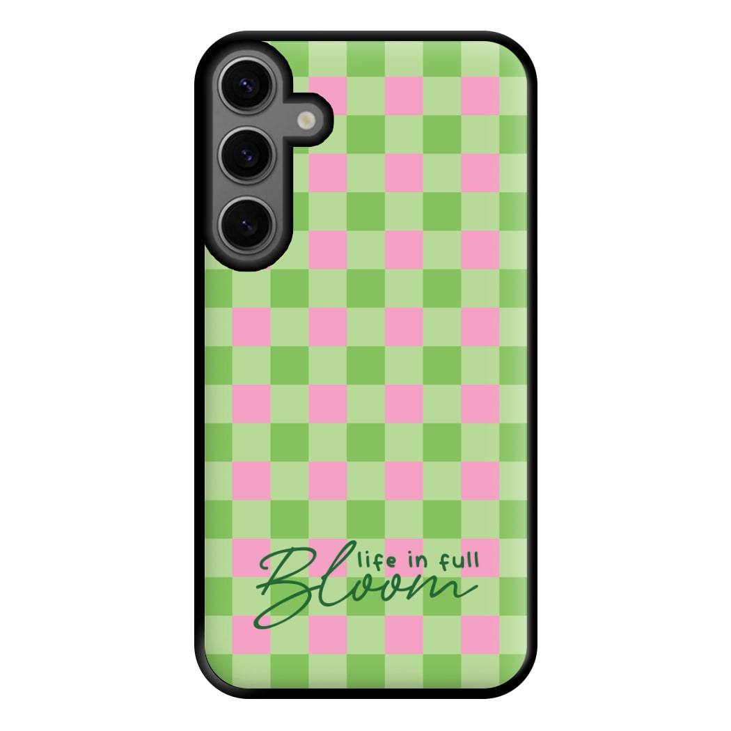 Life In Full Bloom Checkered Phone Case for Galaxy S23FE