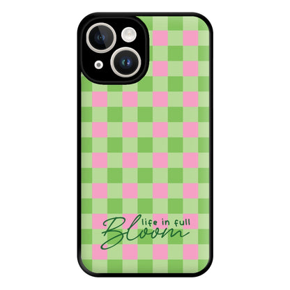 Life In Full Bloom Checkered Phone Case for iPhone 14