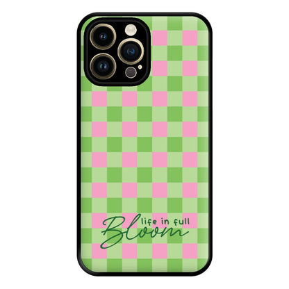 Life In Full Bloom Checkered Phone Case for iPhone 14 Pro Max