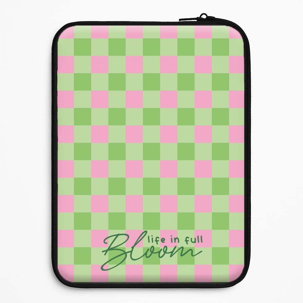 Life In Full Bloom Checkered Laptop Sleeve