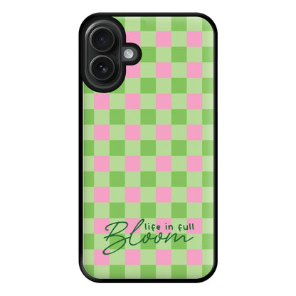 Life In Full Bloom Checkered Phone Case for iPhone 16 Plus