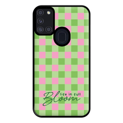 Life In Full Bloom Checkered Phone Case for Galaxy A21s
