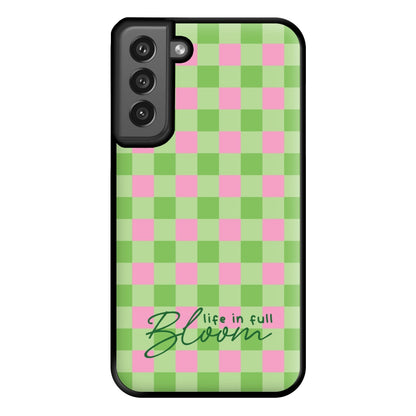 Life In Full Bloom Checkered Phone Case for Galaxy S21FE
