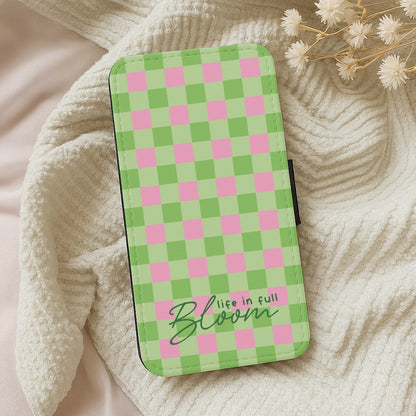 Life In Full Bloom Checkered Wallet Phone Case