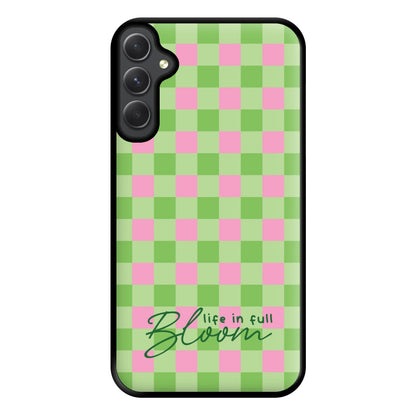 Life In Full Bloom Checkered Phone Case for Galaxy A14