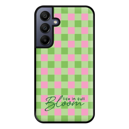 Life In Full Bloom Checkered Phone Case for Galaxy A16