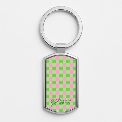 Life In Full Bloom Checkered Silver Keyring