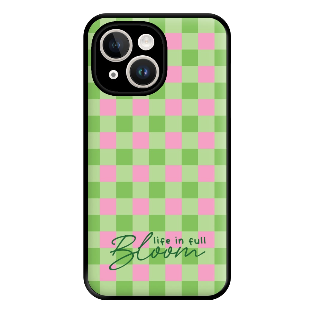 Life In Full Bloom Checkered Phone Case for iPhone 14 Plus