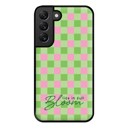 Life In Full Bloom Checkered Phone Case for Galaxy S22 Plus