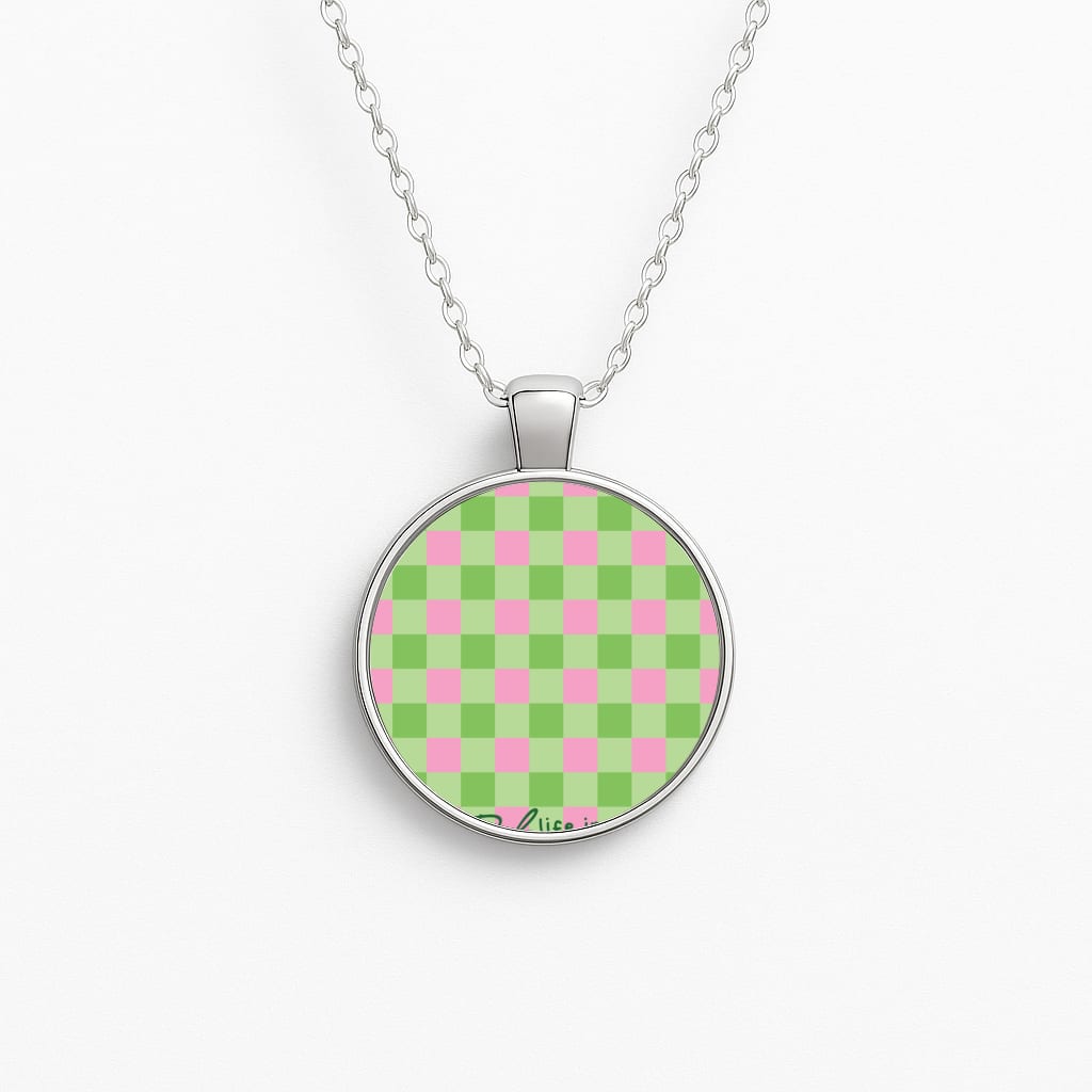 Life In Full Bloom Checkered Circle Necklace