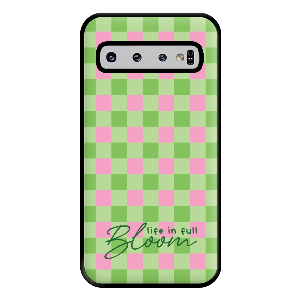 Life In Full Bloom Checkered Phone Case for Galaxy S10 Plus
