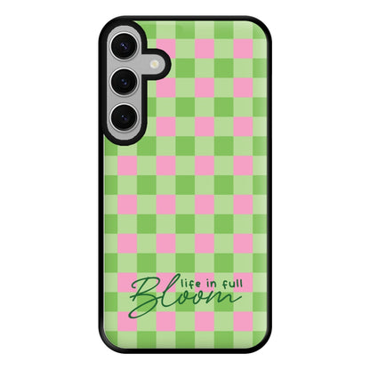Life In Full Bloom Checkered Phone Case for Galaxy S24FE
