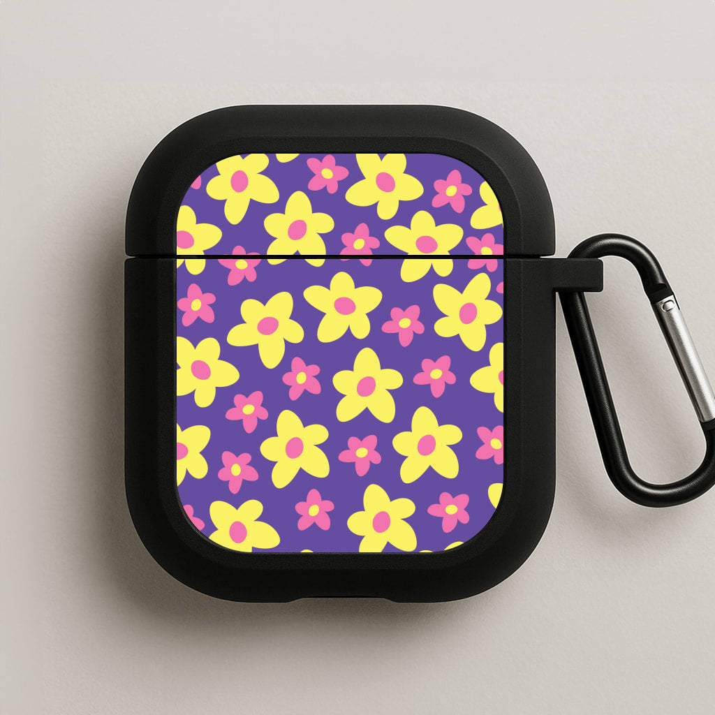 Purple Abstract Floral Pattern AirPods Case
