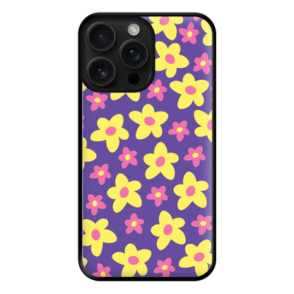 Purple Abstract Floral Pattern Phone Case for iPhone 16 Pro Max
