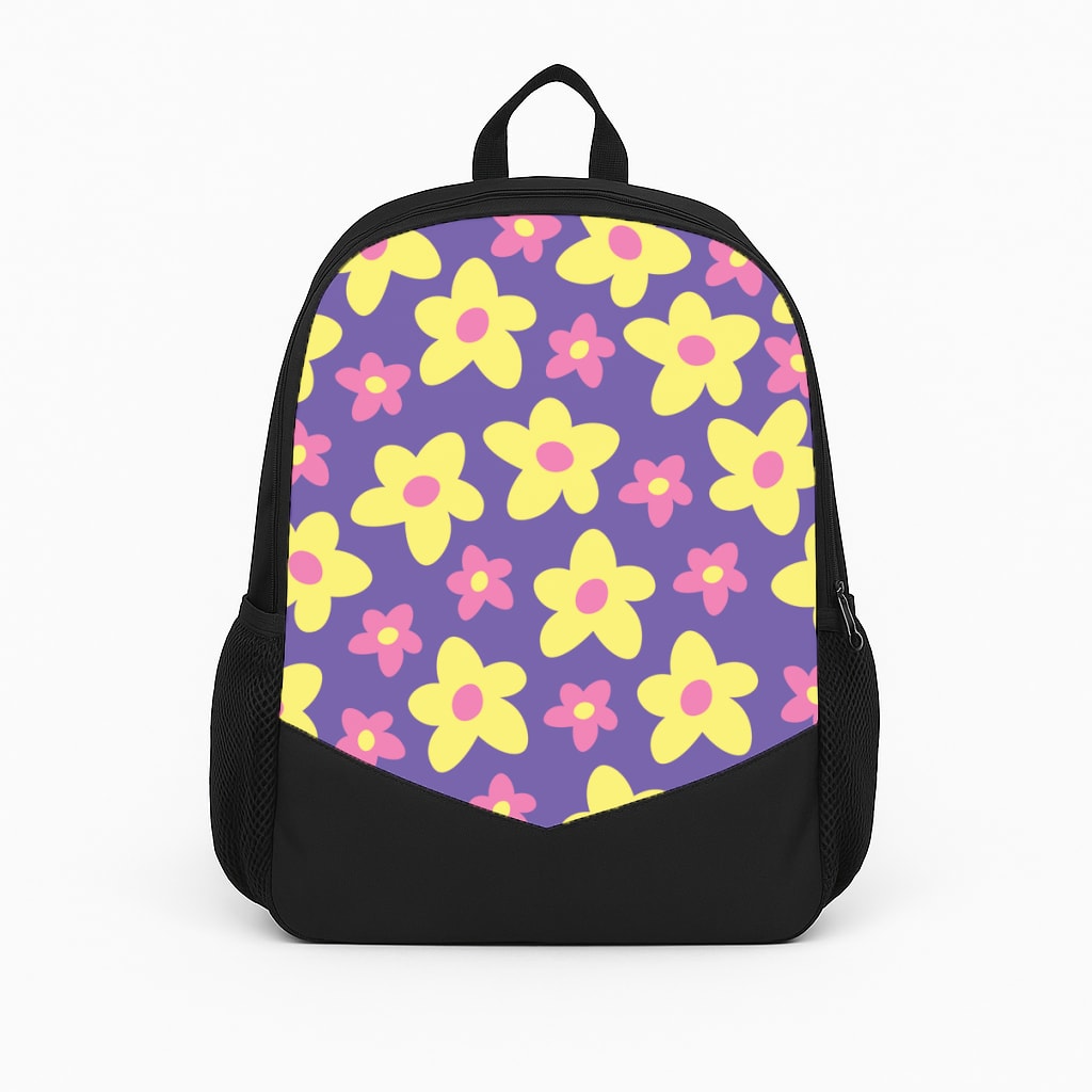 Purple Abstract Floral Pattern Backpack