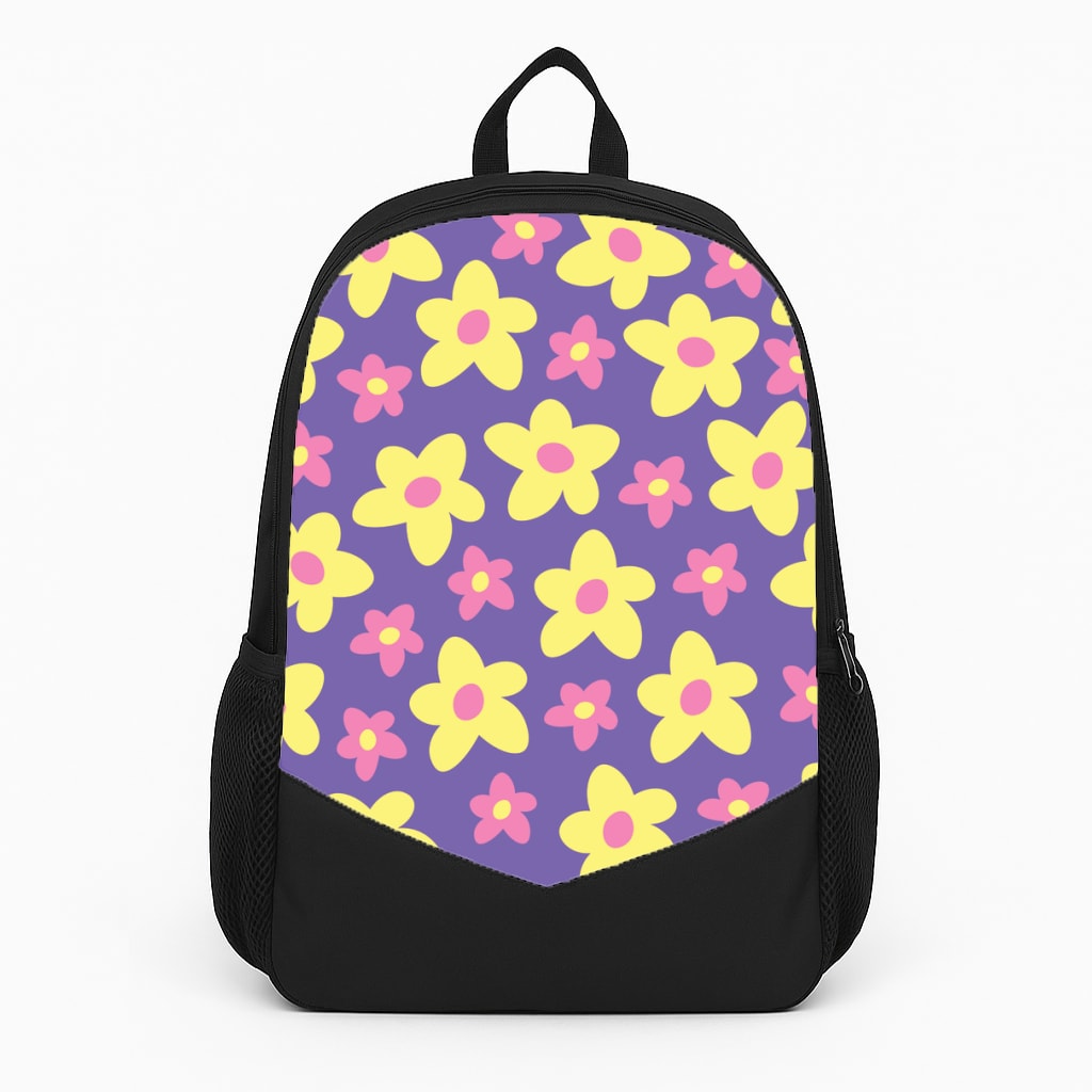 Purple Abstract Floral Pattern Backpack