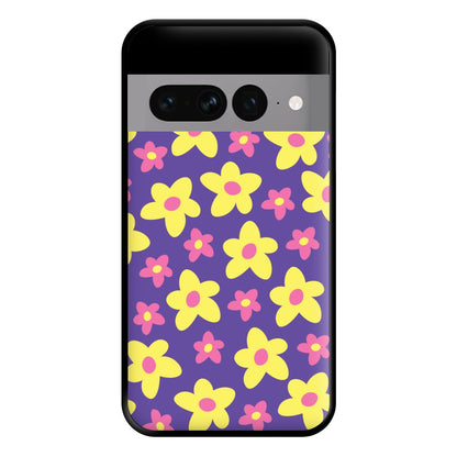 Purple Abstract Floral Pattern Phone Case for Google Pixel 7 Pro