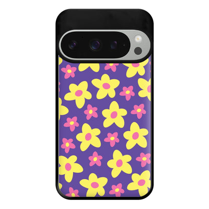 Purple Abstract Floral Pattern Phone Case for Google Pixel 9 Pro XL