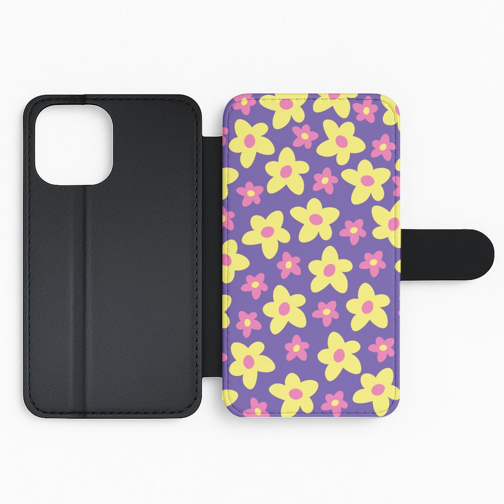 Purple Abstract Floral Pattern Flip Phone Case