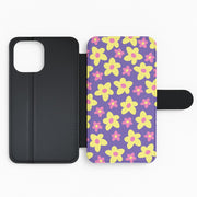 Purple Abstract Floral Pattern Flip / Wallet Phone Case 2