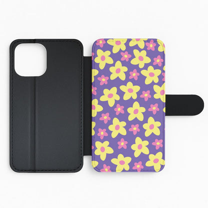Purple Abstract Floral Pattern Flip Phone Case