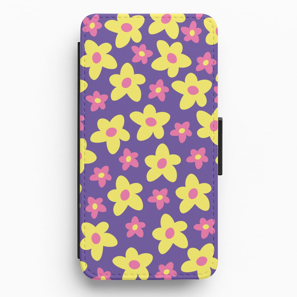 Purple Abstract Floral Pattern Flip / Wallet Phone Case