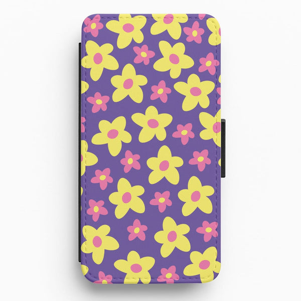 Purple Abstract Floral Pattern Flip / Wallet Phone Case