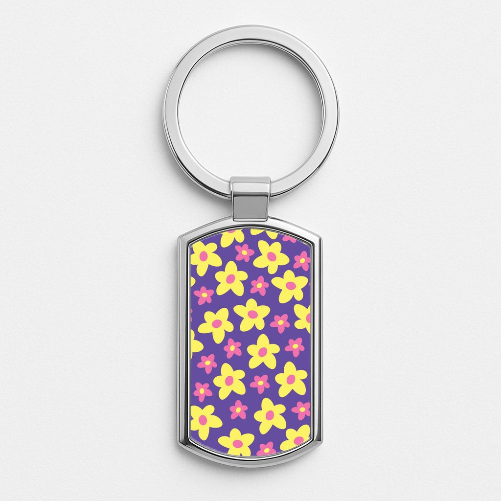 Purple Abstract Floral Pattern Luxury Keyring
