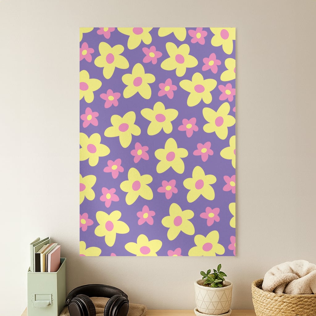 Purple Abstract Floral Pattern Poster