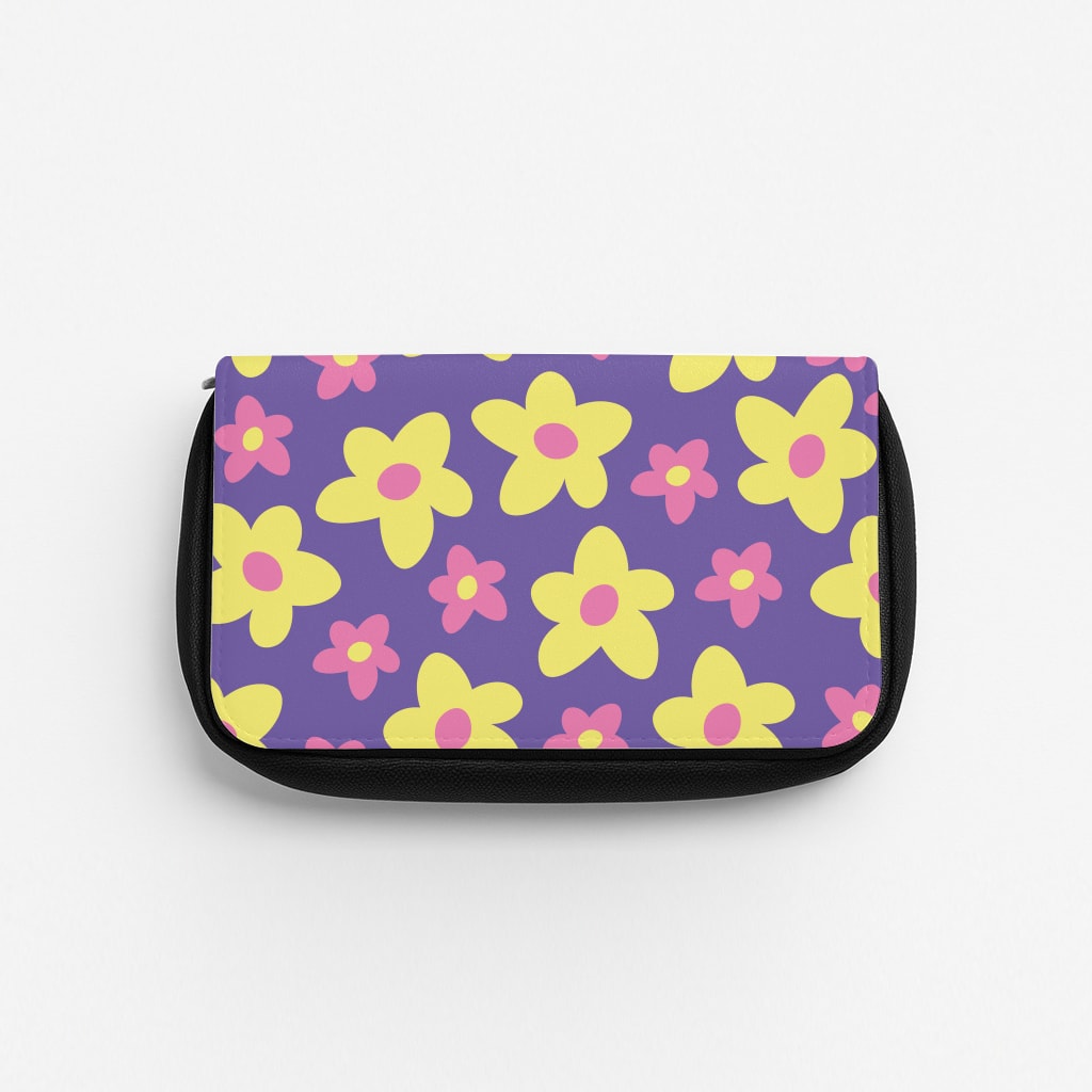 Purple Abstract Floral Pattern Pencil Case