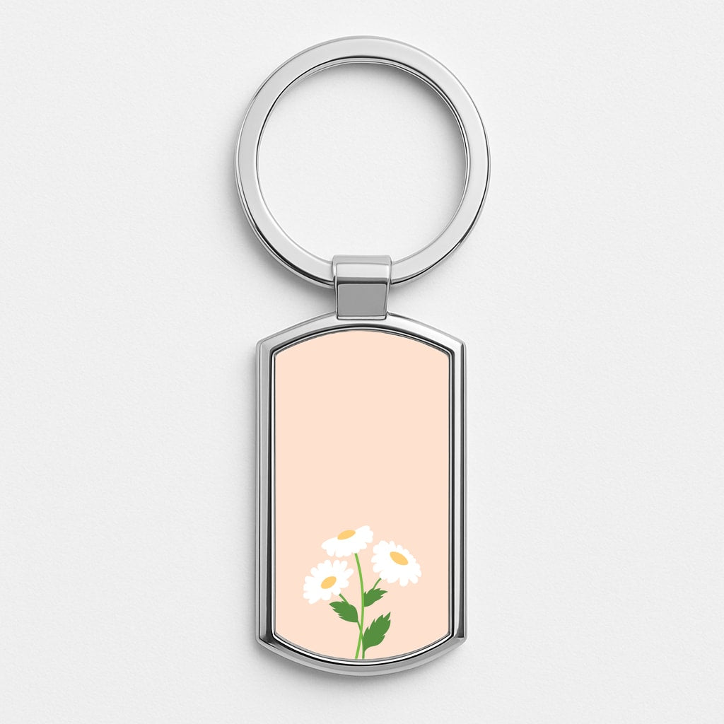 Peach And Dasies  Luxury Keyring