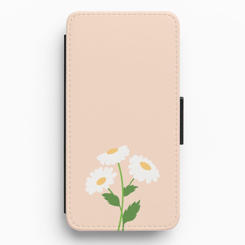 Peach And Dasies Flip / Wallet Phone Case