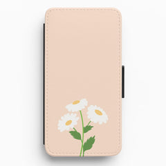 Peach And Dasies Flip / Wallet Phone Case