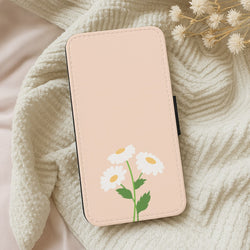 Peach And Dasies  Wallet Phone Case