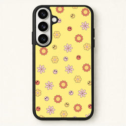 Retro Flowers And Smileys Pattern Phone Case for Galaxy S26