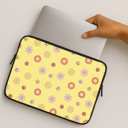 Retro Flowers And Smileys Pattern MacBook Case