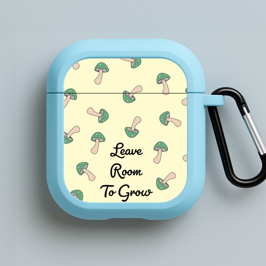 Leave Room To Go Mushroom Pattern Blue AirPods Case