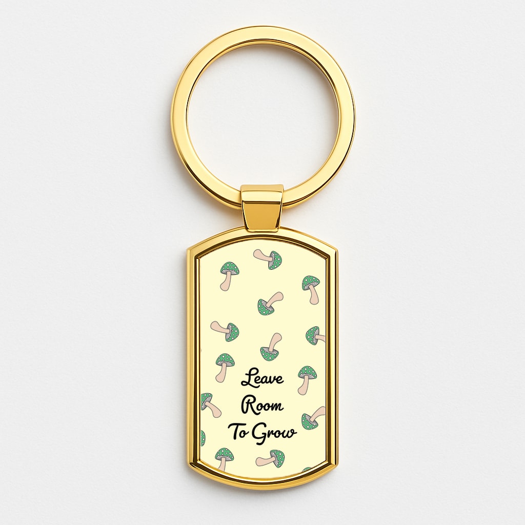 Leave Room To Go Mushroom Pattern Gold Keyring