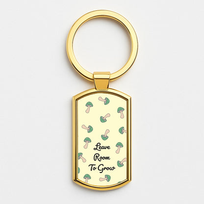 Leave Room To Go Mushroom Pattern Gold Keyring
